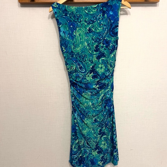 LAUREN by RALPH LAUREN Green/Blue PAISLEY/ FLORAL/WATERCOLOR Dress Size 4 - Picture 2 of 9